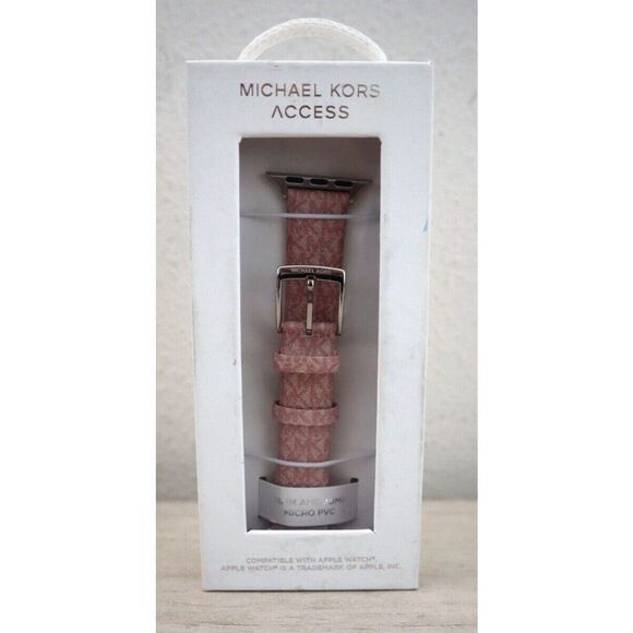 Michael Kors MKS8000 Blush Pink Micro Logo PVC 38/40mm Band for Apple Watch - Picture 1 of 7